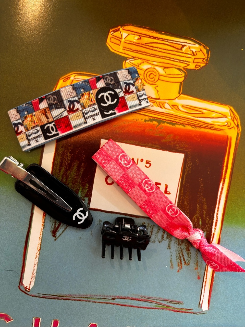 Hair, accessory sample kit, barrettes clips flat elastic